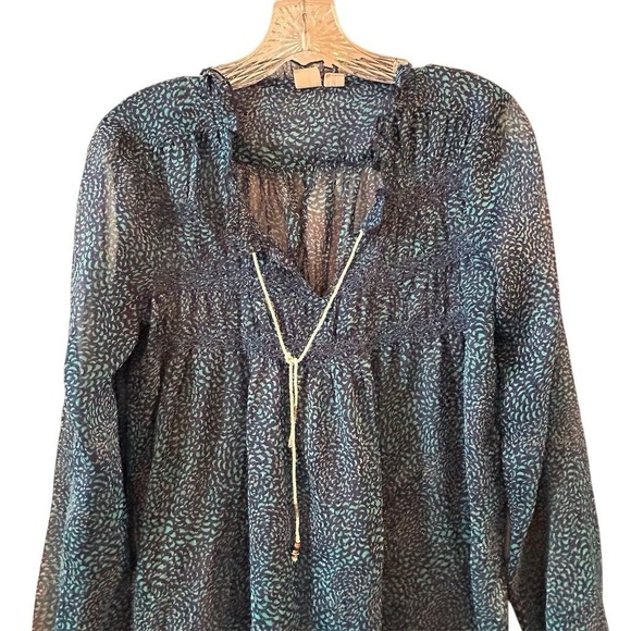 Roxy Indigo Ditsy Gypsy Garden Peasant Top Size Medium - Picture 4 of 11